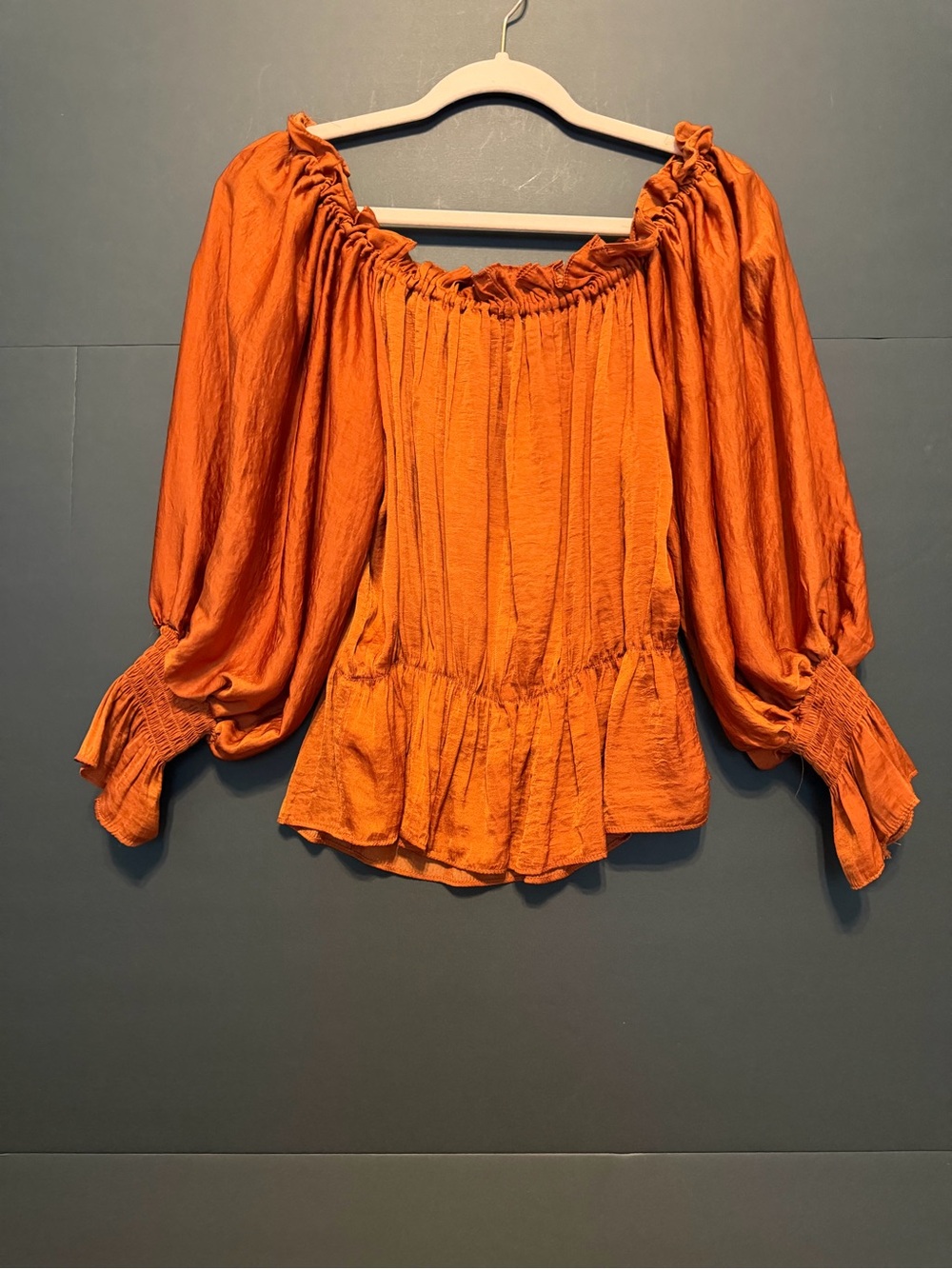 She + Sky Burnt Orange Off-Shoulder Peasant Top